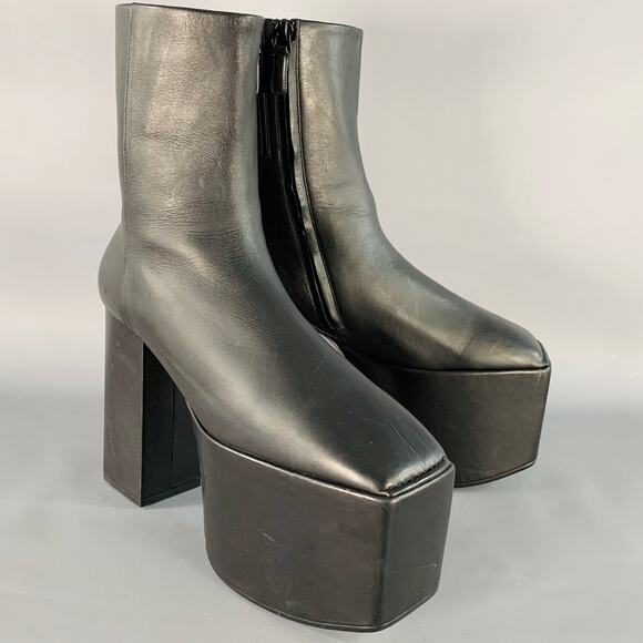 BALENCIAGA FW16 Runway Size 9 Black Leather Ankle Calf High Platform Boots - Picture 1 of 6